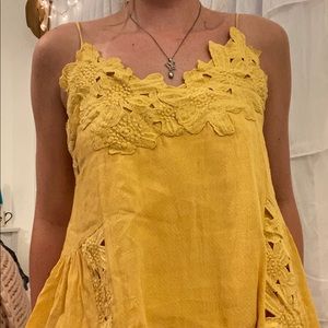 Boho sunflower lace tank